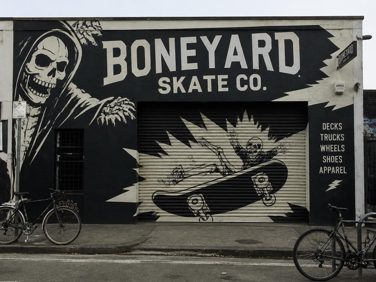 Skate shop facade — Shopfront mural in Fitzroy, Melbourne